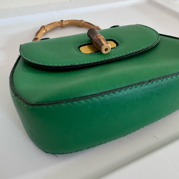 EUC Womens Tote Bag,Bamboo Shaped Top Handle Satchel Crossbody small green - Picture 9 of 9